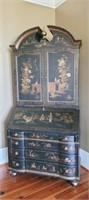 Oriental Black Lacquer Detailed Secretary