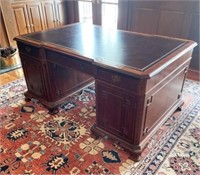 Partners Desk with Leather Inlay