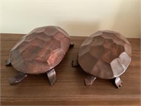 Two wooden turtle storage boxes.  12” long