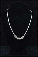 Sterling Silver Box Chain & Bead Necklace