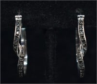Sterling Silver Oblong Hoop Earrings