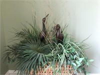 Faux Greenery with Wooden Cranes