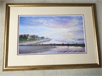 Beach Front Scene in Gold Toned Frame