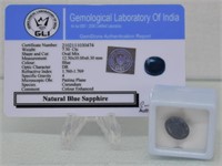 7.5ct Natural Blue Sapphire GLI Certified