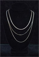 3 pcs. Sterling Silver Box Chain Necklaces
