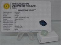 6.22ct Rough Aquamarine Gemstone IDT Certified