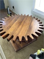 17”tall swivel top custom made walnut coffee table