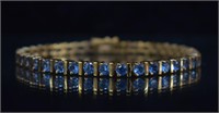 Gold-tone Sterling Silver Blue Stone Bracelet