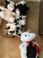 Large lot of cow stuffed animals