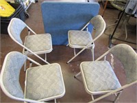 4 Metal Folding Chairs w/ Card Table