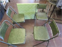4 Vintage Metal Folding Chairs w/ Card Table