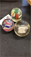 3 antique marbles swirl sulfide lion fish