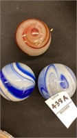3 agate swirl glass shifter knobs / cane handles