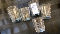 5 pre-prohibition advertising shot glasses