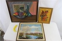 3pc 1960s Framed Original Oils by Anne Stager