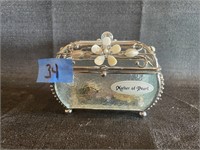 mother of pearl trinket box plus contents