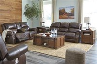 Ashley U846 Leather PWR REC Sofa & Love Seat