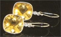 Genuine 7.11 ct Citrine & Diamond Earrings