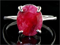 Natural Oval 4.07 ct Ruby Solitaire Ring