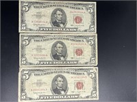 Lot of   (5)  Red Seal $5