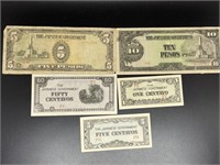 (5) pieces of WWII Japanese Invasion Currency