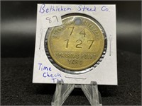 Bethlehem Steel Co. Time Check Tag"
