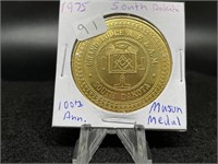 1975 South Dakota 100th Ann. Masonic  Medal"