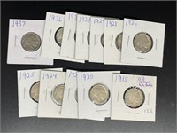 Lot of (12) different date buffalo nickels