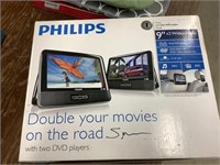 Philips portable DVD player with 2, 9” wide