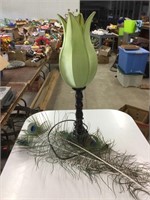 Decorative  lamp and peacock feathers