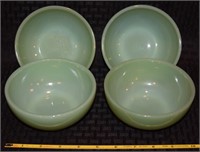 (4) Vtg Fire King no 7 Jadite Glass Chili bowls