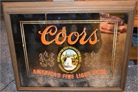 Adolph Coors 1978 lighted 25x20 beer mirror sign