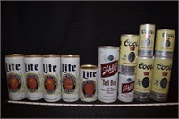 (12) Miller High Life Schlitz Coors beer cans