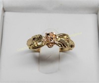 Sterling silver gold and pink 10K gold plated ring