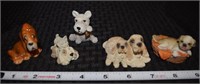 (5) vintage miniature dog (cat) animal figurines