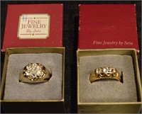 Vintage Seta Jewelry pair mens GP & CZ rings