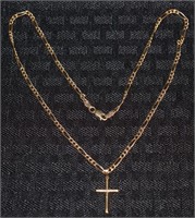 14k gold Cross pendant necklace Unisex 18"