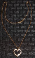14k gold & diamond heart pendant necklace 18"