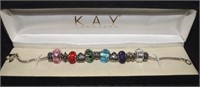 Kay Jewelers Murano & 925 Sterling beads bracelet
