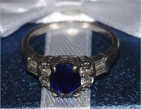 Deep Blue stone sterling silver size 6.5 ring
