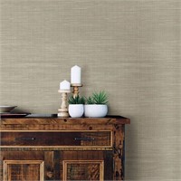 Neutral Wheat Grasscloth Peel & Stick Wallpaper