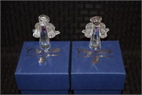 Pair Roman Crystalle Angel figurines w/ boxes