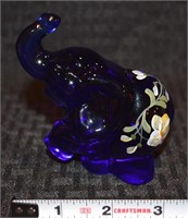 Fenton Art Glass Handpainted Elephant figure 3 7/8