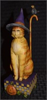 Jim Shore Halloween Kitty in a Witch Hat 7 3/4