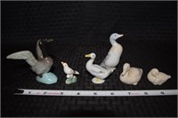 (6) Miniature porcelain bird figurines w/ Goose