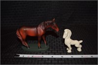 (2) Horse figures w/ pottery Trojan style
