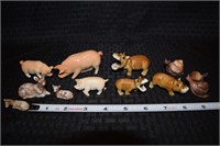 (12) miniature animal figures Pig Deer Hippo Snail