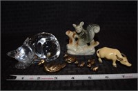 (8) vintage miniature animal figures Ox Cat Duck