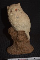Vintage sandcarved glass eye Owl figure