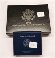 1998 Premier Silver Proof Set; 2007 Silver Eagle